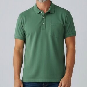 J.Crew Stretch Piqué Short Sleeve Polo in Green Size Large